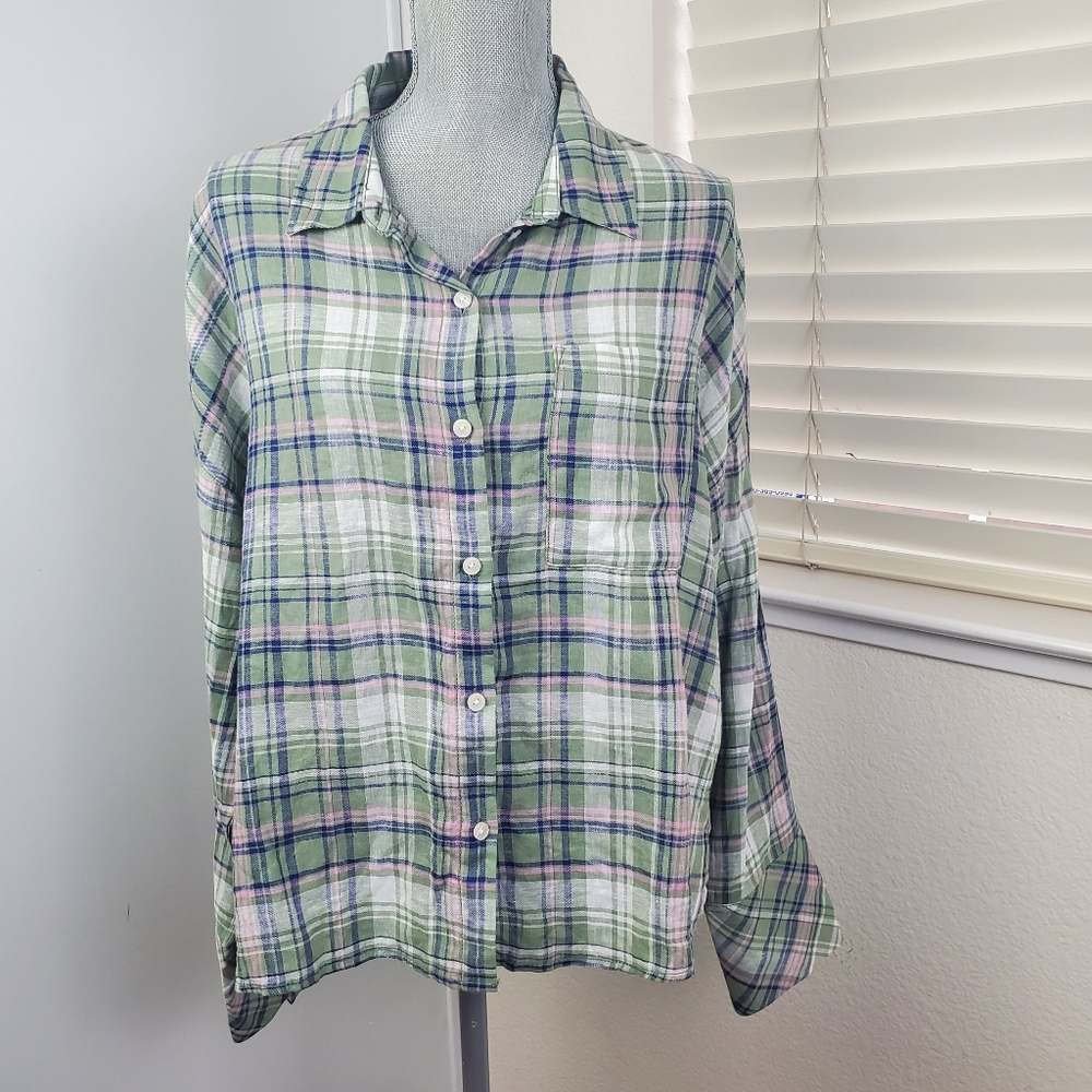 Sanctuary Plaid Button Down Shirt Medium NWT